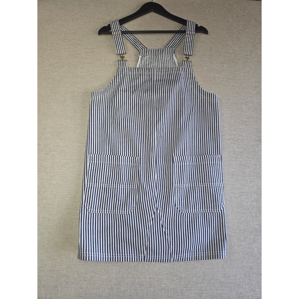 NWT Imily Bela Striped Overall Mini Dress Blue White Pinafore Pocket Size L